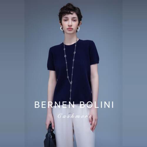 Bernen Bolini 纯山羊绒进店B入 经典chao细密圆领短袖T恤