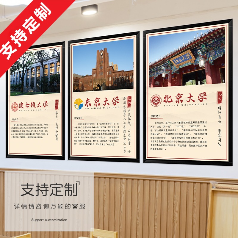 中国十大名校海报世界名校励志名牌大学简介校园教室布置装饰墙贴