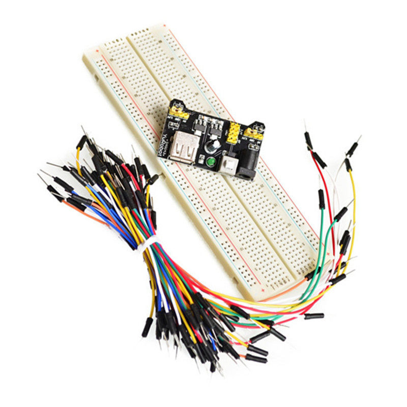 面包板黑色电源模块+830孔面包板+65条面包线 UNO 学习套