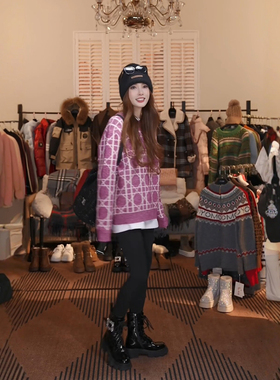 冬季新款高级感休闲百搭粉色针织女毛衣MKKQ31203-10【澳门小源】