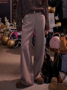 【时髦攻略】冬季新款宽松直筒休闲女长裤MKAD81778【澳门小源】