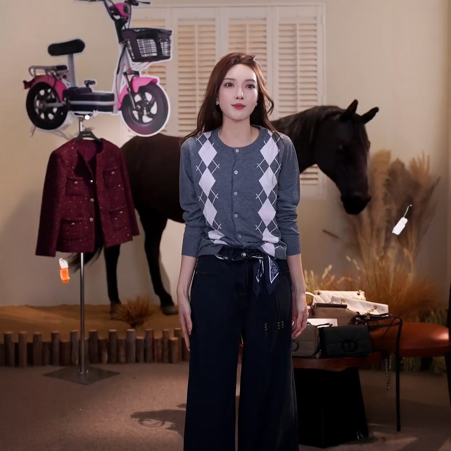 春秋季新款复古风时尚丝巾挂件女款牛仔裤 MKAQ4A140【澳门小源】