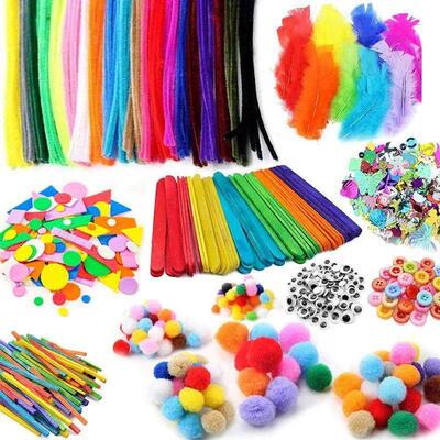 1000pcs Kids Crafts Art Supplies Kit Pipe Cleaners Pompoms F