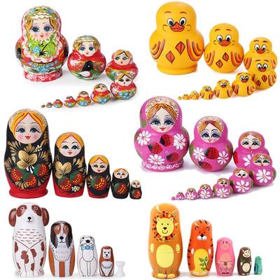 5/10-Layers Houten Russian Nesting Doll Matryoshka Poppen Vo