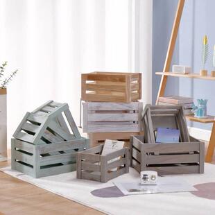 Retro wooden crate solid wood storage box wooden frame box