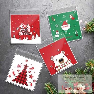 100pcs Christmas Candy Bags Santa Claus Reindeer Snacks Gift