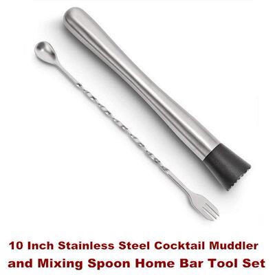 Cocktail Muddler and Mixing Spoon Home Bar Tool Set Mojitos