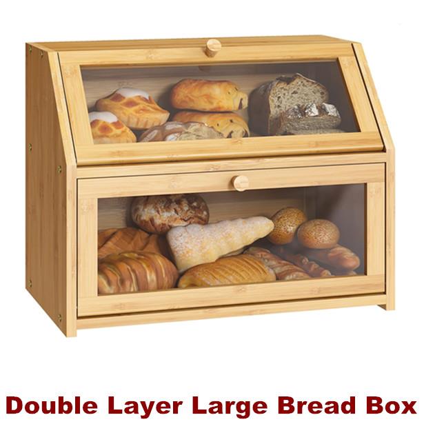 Double Layer Large Bread Box for Kitchen Counter Storage Bin