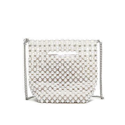 Handmade Women Pearl Bags Designer Beaded Shoulder Bags Char