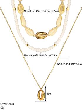 贝壳项炼女子跨界锁骨炼多层配件米珠贝壳吊坠项炼