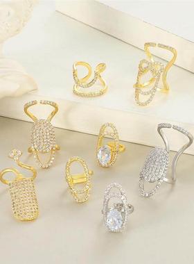 women geometric Ring inlaid diamond manicure nail rings 指环