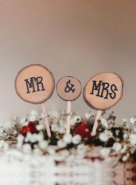 1Pcs Wooden Love Just Married Mr&Mrs Cake Topper DIY Wedding
