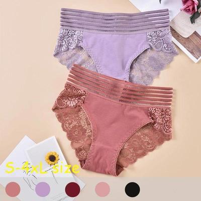 S-4XL Sexy Cool Lace Transparent Women Underwear Mid Waist E