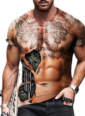 Men's Fashion Funny Muscular Men T-Shirt 3D Printing T-S