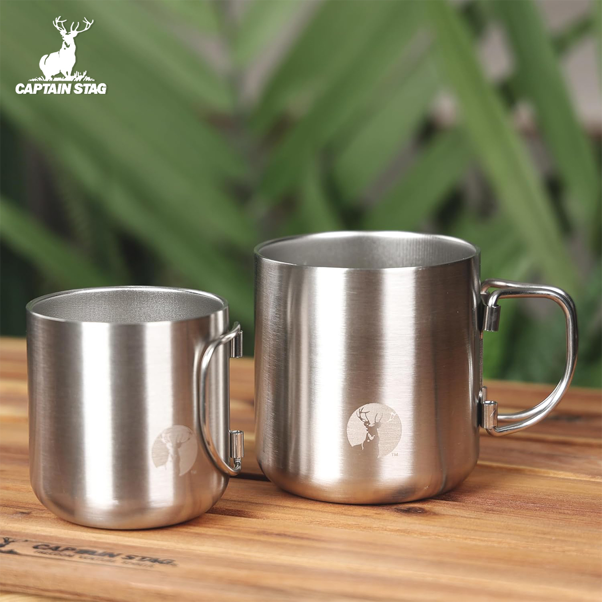 日本鹿牌CAPTAIN STAG不锈钢折叠保温杯户外露营水杯马克杯登山杯