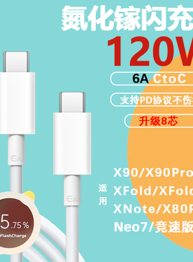 适用vivo 120W数据线X200pro闪充90W充电线X300 IQOO15/Neo10/11手机XFold2快充Z10Turbo原ultra双type-c装6A