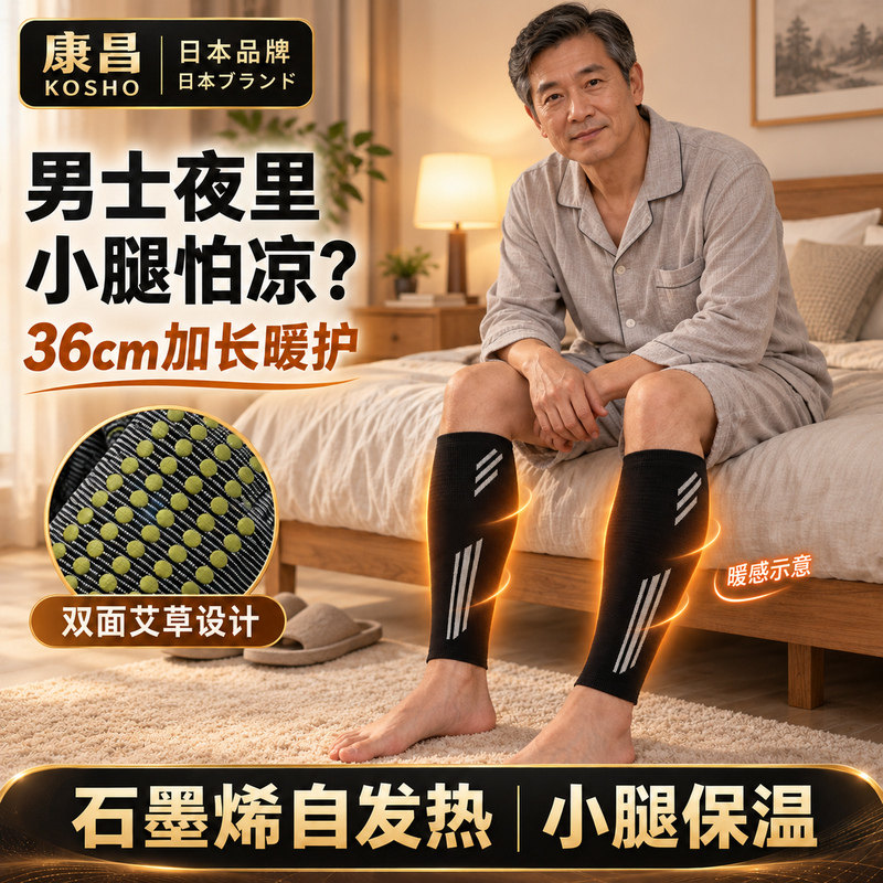 康昌36cm加长石墨烯护小腿男士保暖腿套睡觉夜间暖护套