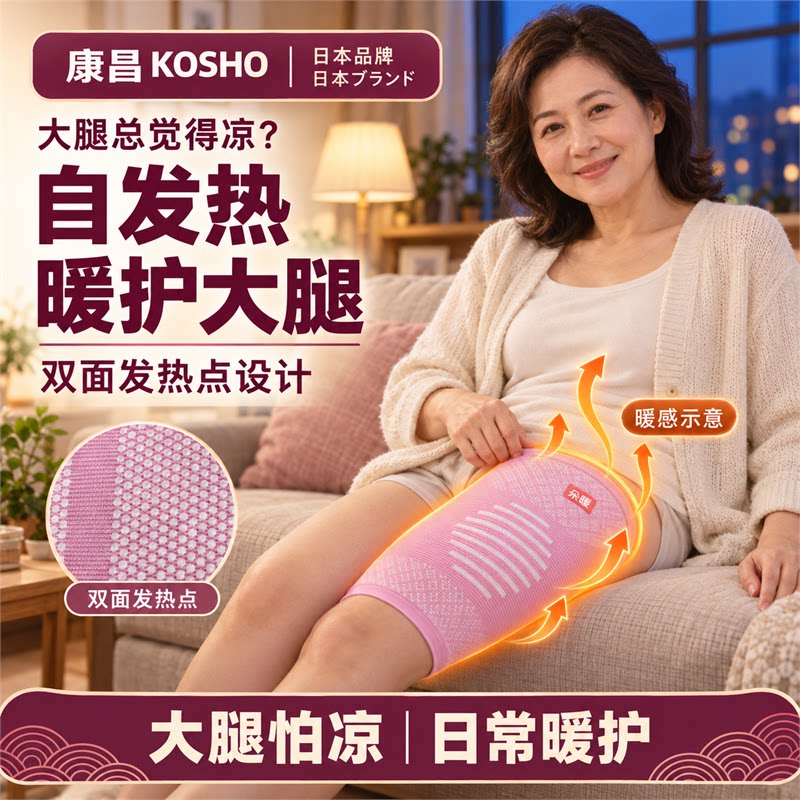 康昌双面发热点自发热护大腿套彩色弹力套穿大腿保暖套腿凉暖护
