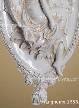 欧美家居风格仿古白色椭圆相框雕像样本房装饰品工艺品墙壁挂