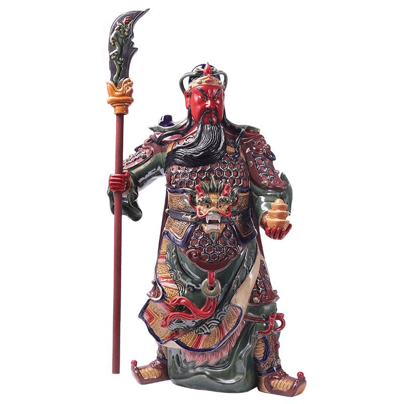 关公武财神石湾关公神像红脸关二爷家居装饰品关公摆件供奉佛神像