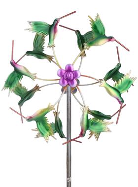 风车烤漆蜂鸟抽象风车金属铁艺风车家居花园庭院草坪装饰现货