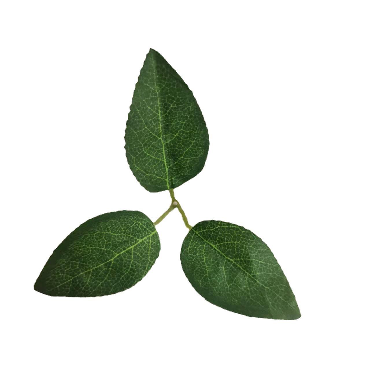 仿真植物仿真树叶三片玫瑰叶仿真花人造丝花配件射骨叶拍摄道具