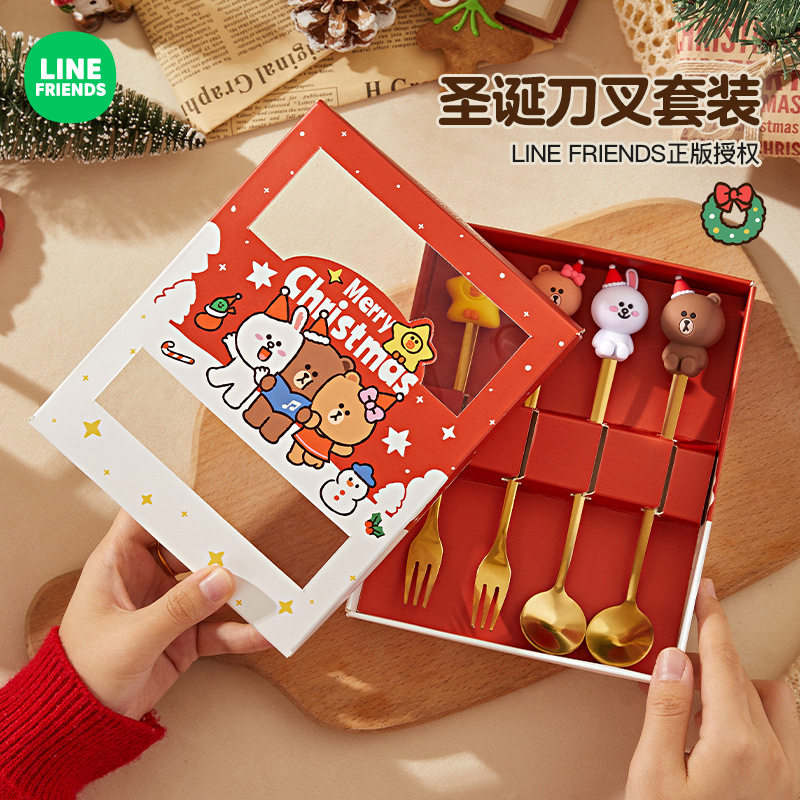 布朗熊儿童新年餐具套装礼物宝宝米饭勺子叉子碗卡通碟甜品盘礼盒,餐饮具,西餐勺,淘宝优惠券,粉丝福利购,淘宝优惠卷