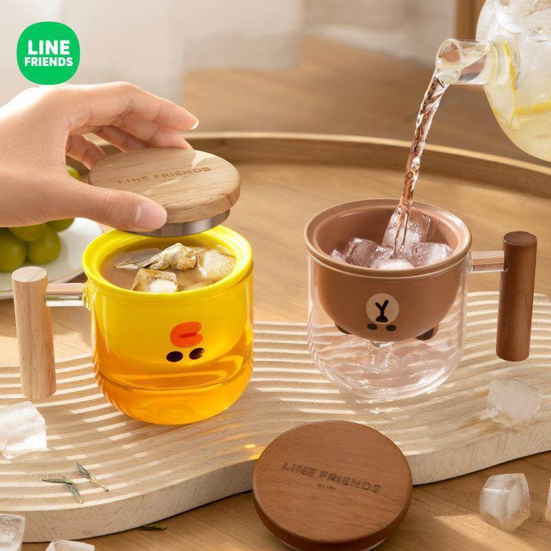 茶水分离玻璃泡茶杯linefriends