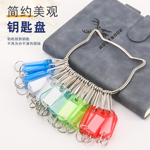出租房东钥匙盘圆盘大手环圈锁钥匙串带标记牌扣收纳分类管理神器