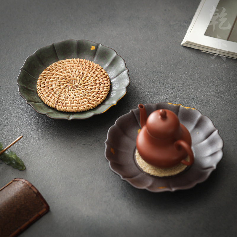 粗陶壶承壶垫陶瓷干泡台茶盘功夫茶具储水茶承紫砂养壶茶托盘底座