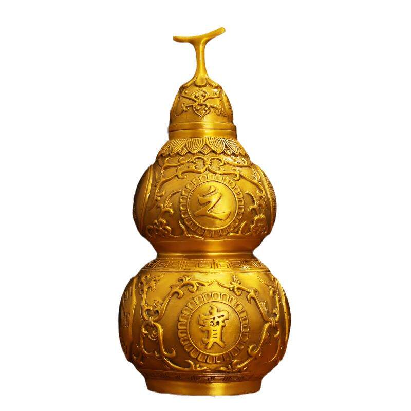 铜葫芦摆件工艺品大葫芦八卦葫芦可开盖葫芦黄铜中式葫芦客厅装饰
