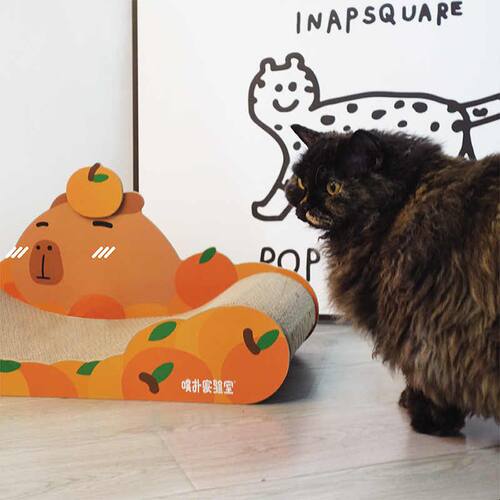 精选PurLab噗扑实验室水豚猫抓板耐磨沙发式瓦楞纸猫爪板贵妃躺椅