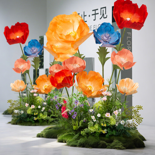 莫奈花园纸花朵装饰场景仿真花