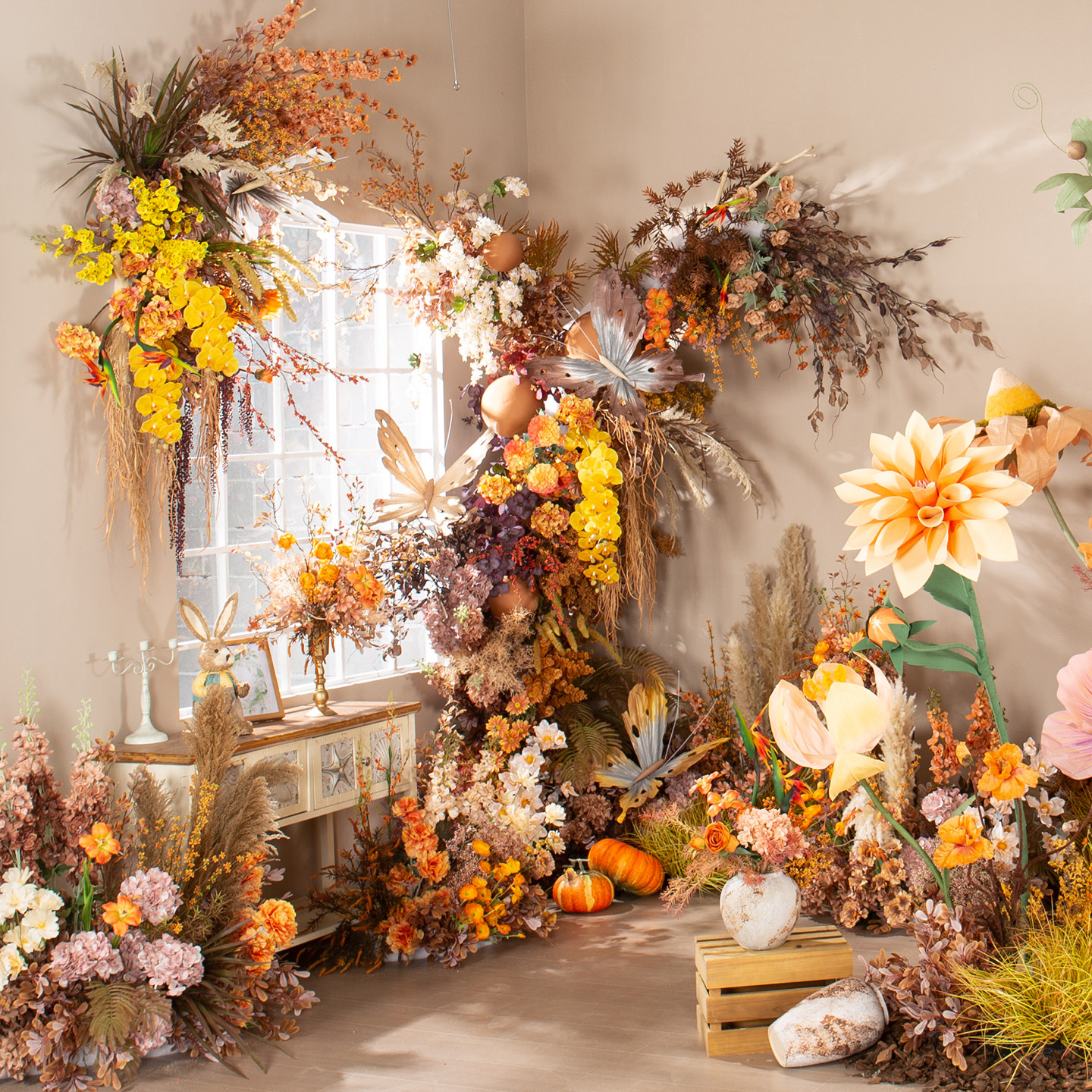 复古秋假花仿真花摆设网红打卡拍照区场景布置巨型纸花蝴蝶造景,家居饰品,仿真花/假花,淘宝优惠券,粉丝福利购,淘宝优惠卷