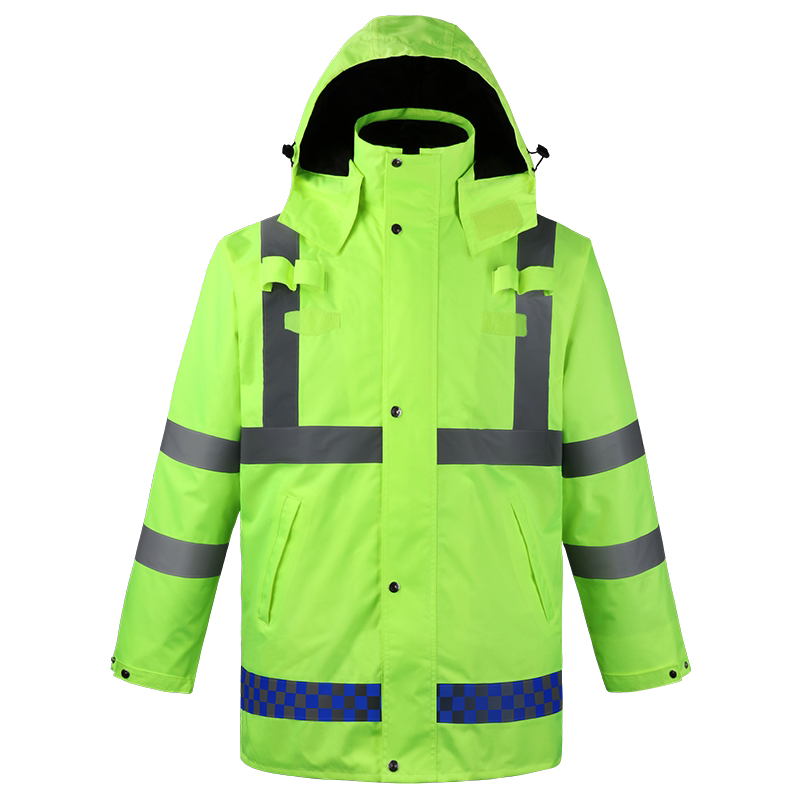 反光棉衣羽绒服高速交通公路工作安全服防雨水荧光外套保暖棉袄