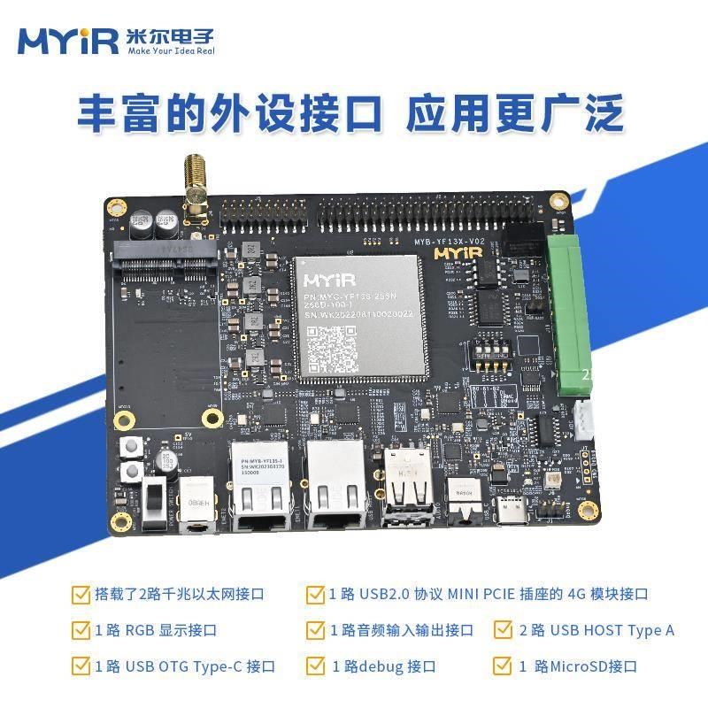 米尔 STM32MP135开发板双千兆网嵌入式Linux核心板ARM工控单核A7