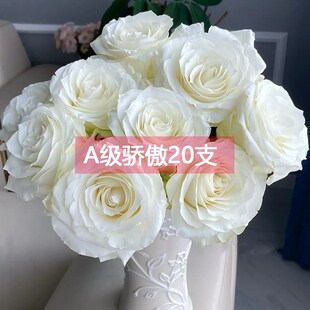 A级骄傲白玫瑰花云南斗南鲜花基地直发昆明花卉市场真批鲜切花发