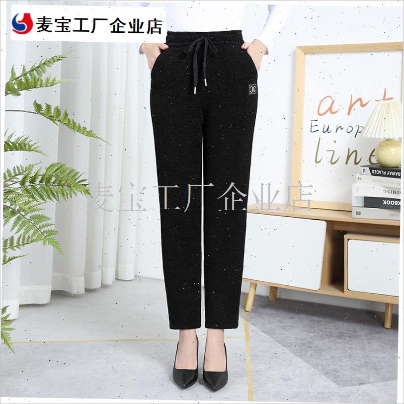 妈妈冬季棉裤加绒加厚宽松羊羔保暖裤中老年Q人女裤奶奶裤外穿长\