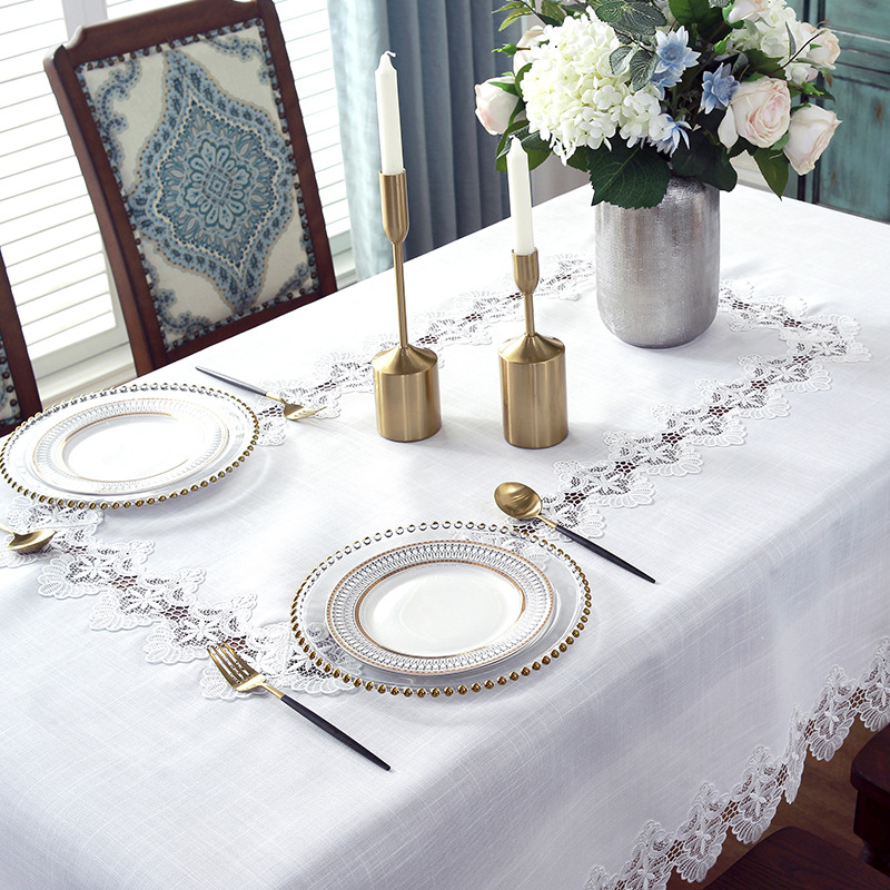 现代简约白色餐桌布m客厅长方形茶几布床头柜盖巾正方形电视柜桌