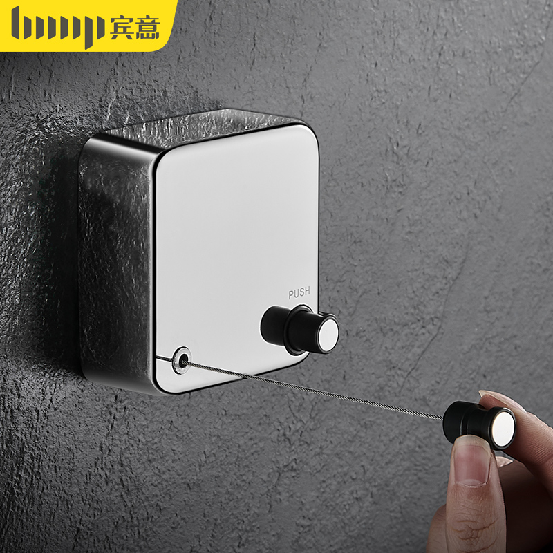 晾衣绳室内免g打孔阳台伸缩隐形晾衣架卫生间收缩式拉紧挂衣钢丝