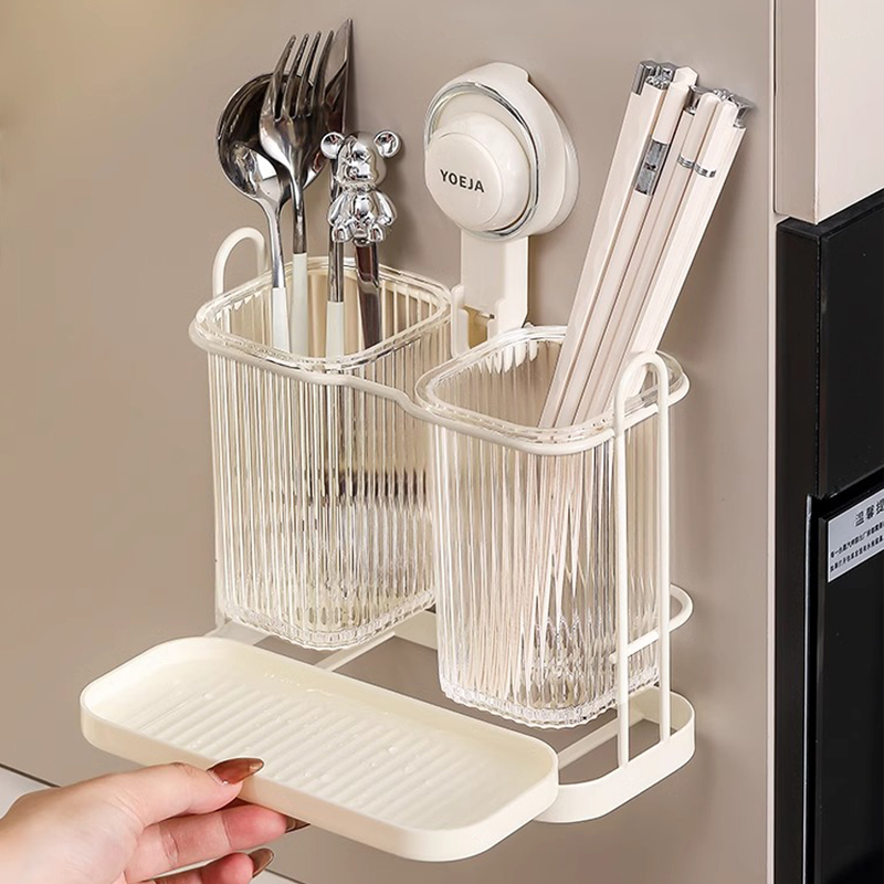 筷子筒壁挂式台面两用收纳盒u2024新款快子筒沥水防霉家用高档筷