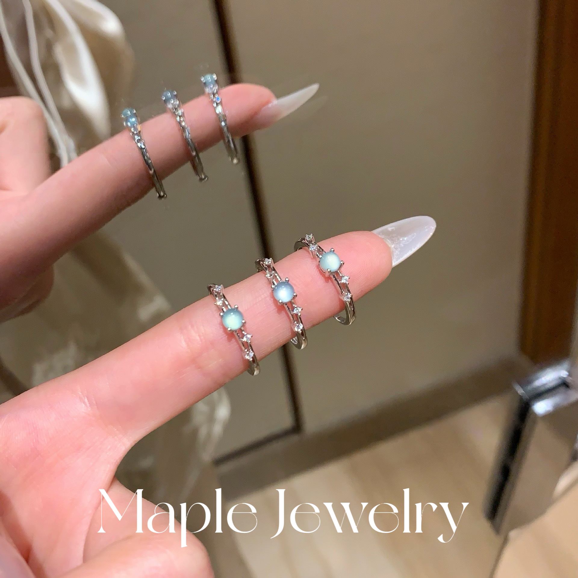 天然翡翠925纯银气质戒指