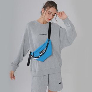 EHOOO街头潮牌胸包女2021新款斜挎腰包ins潮帆布小众设计感包包