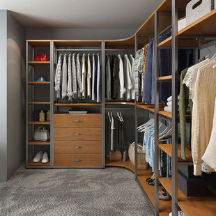 实木衣柜家用卧室衣橱简易组装落地金属大衣帽间定制钢木组合衣柜