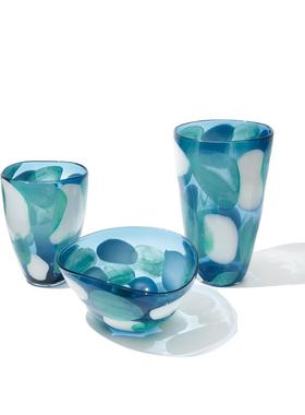 碧轩现代北欧彩色果盘渐变厚重创意玻璃花瓶茶几客厅餐桌插花花瓶