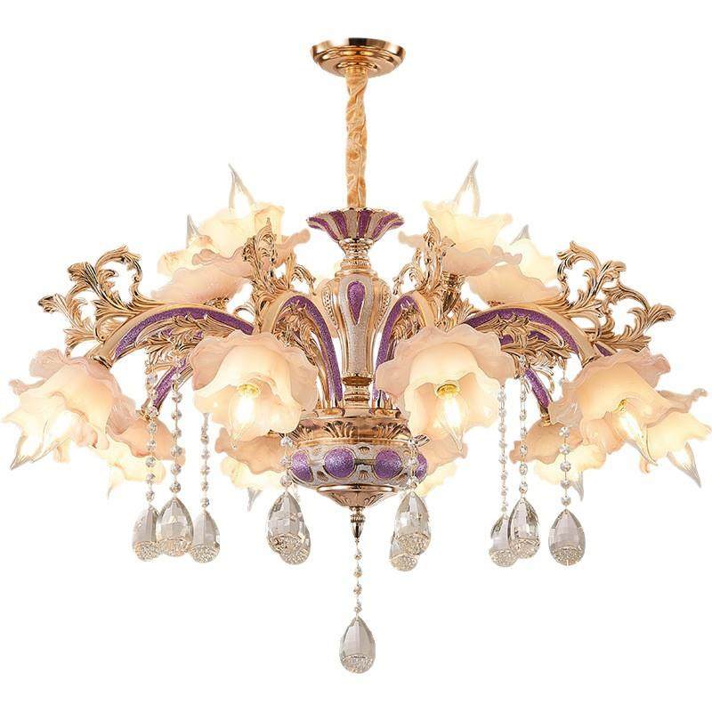 法式吊灯紫色公主房女孩房婚房水晶吊灯客厅卧室锌合金奢华欧式灯,家装灯饰光源,智能吊灯,淘宝优惠券,粉丝福利购,淘宝优惠卷