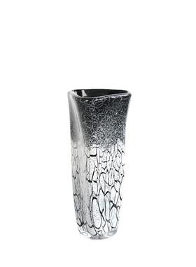 简约家居桌面灰白色裂纹琉璃花器样板间餐厅台面装饰花瓶客厅摆件