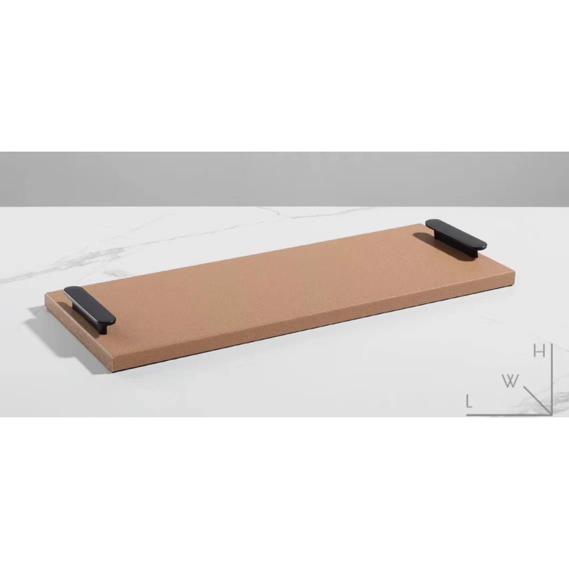 现代奢高级感长方形RWB皮革轻托洗漱台置居物盘盘摆件家收纳软装