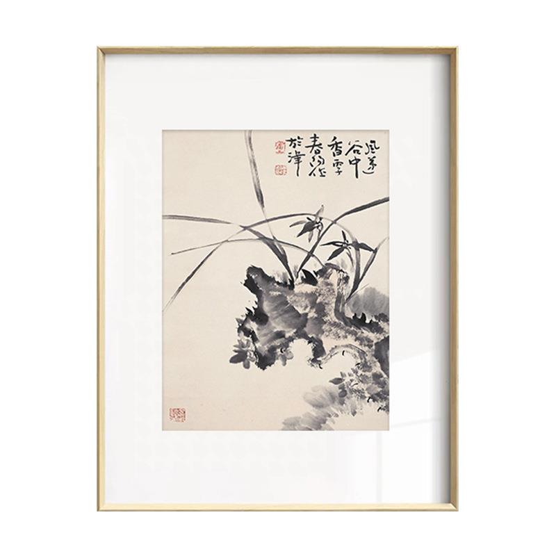 新中式装饰画水墨兰花梅花客厅三联画办公室民宿花鸟画中国风画