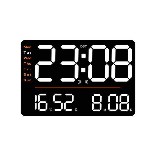 创意跨镜多功能挂钟简约LED客厅时钟大尺寸时钟温度湿度计钟6636